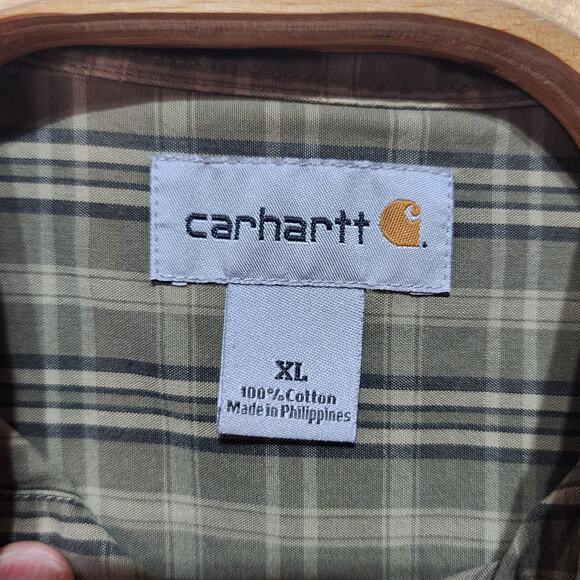 Men's Carhartt Button Down Striped Long Sleeve Workwear Casual XL 100% Cotton - Picture 4 of 5